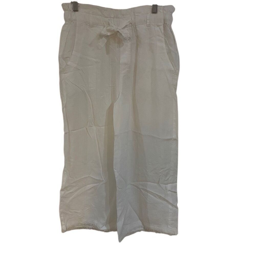 Cloth & stone white Tie waist raw hem wide leg size Small
